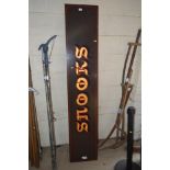 A painted wooden pub sign for Shooks