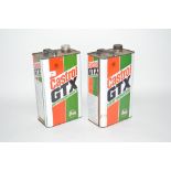 Two 1 gallon Castrol GTX oil cans