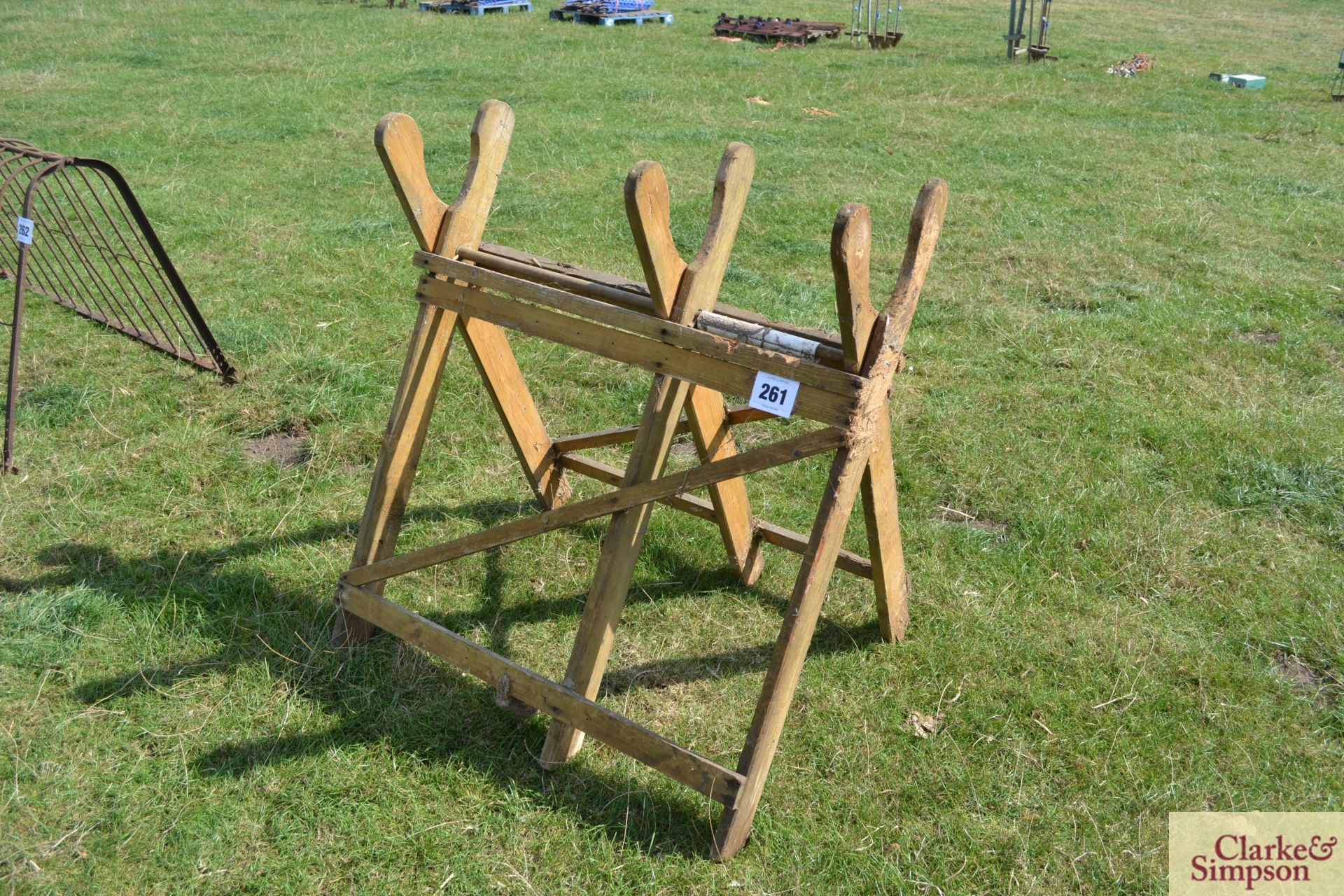 Wooden sawhorse.