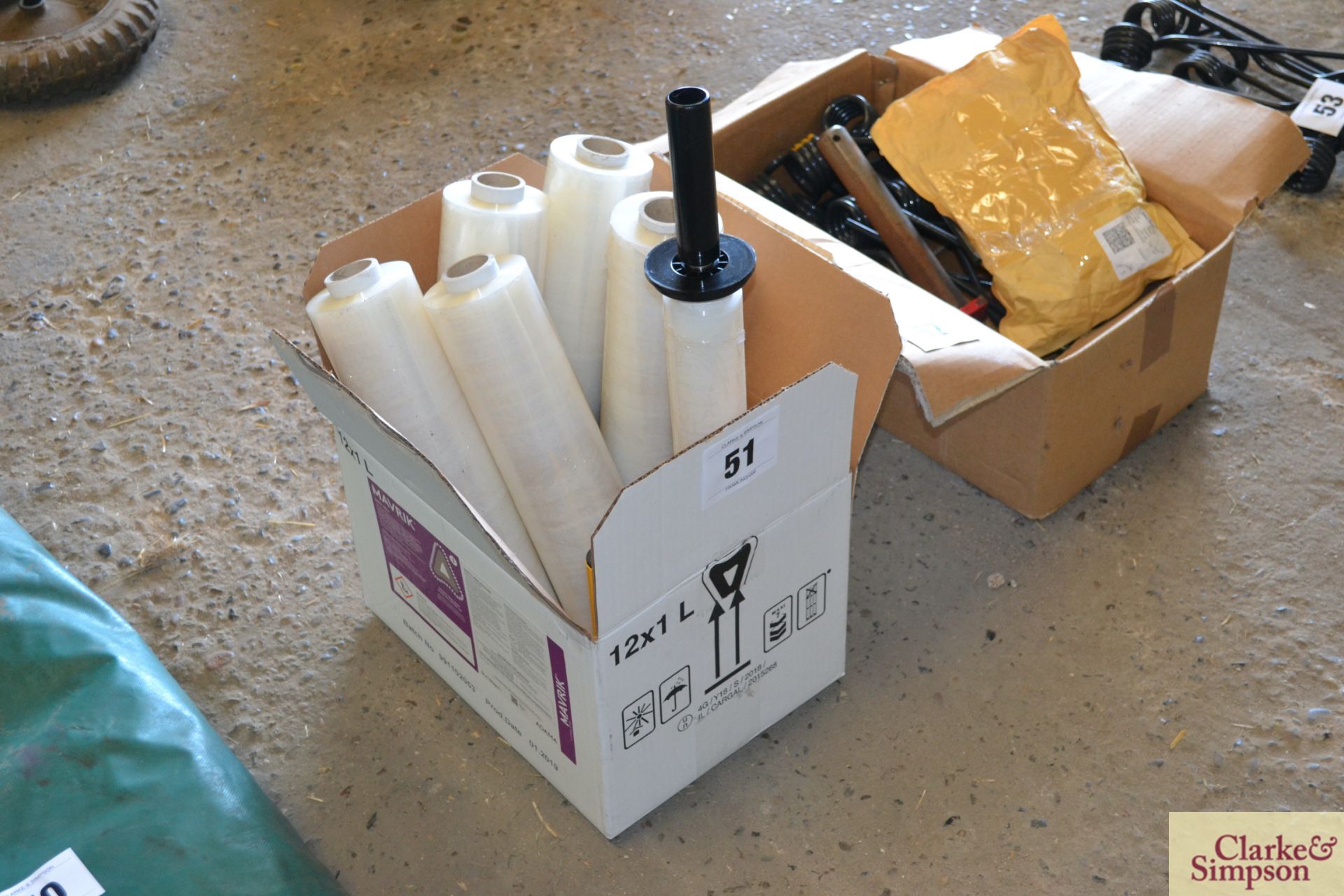 Quantity of pallet wrap and applicator.