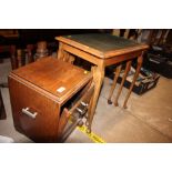 An oak Art Deco coal box and a nest of three glass