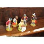 Five P Fouque pottery painted figures