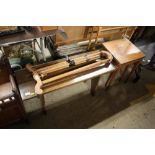 Two teak occasional tables; and an oak glass toppe