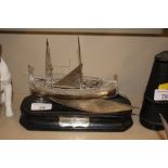 A continental silver model ship with presentation