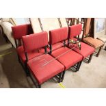 A set of six red upholstered and barley twist dini