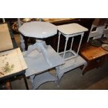 Four various grey painted side tables