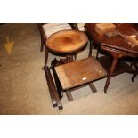 A small oak coffee table; a reproduction mahogany