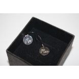 A pair of Mr & Mrs silver hook ear-rings