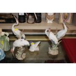 Four Lladro ornaments, each in the form of cranes