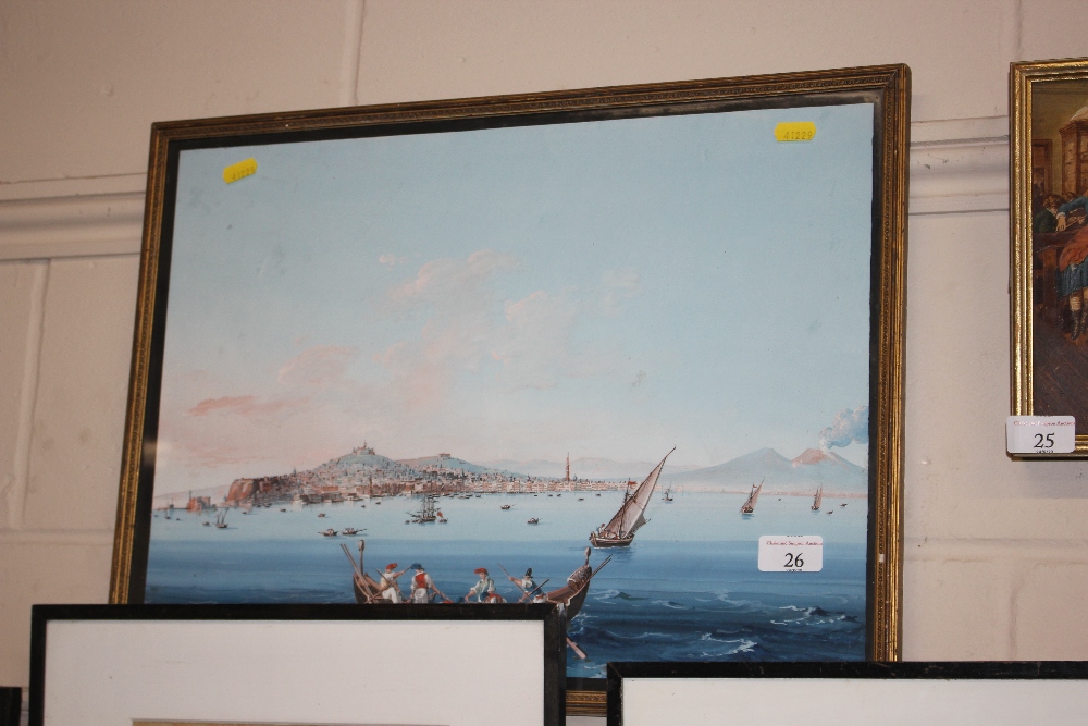 A gilt framed gouache study depicting a view of th