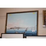 A gilt framed gouache study depicting a view of th