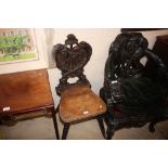 A Victorian oak hall chair of naval interest