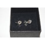 A pair of silver Mr & Mrs stud ear-rings