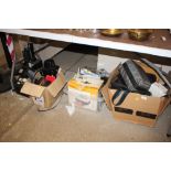 Three boxes of various photographic equipment