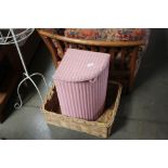 A corner loom basket and a wicker basket