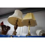 Two table lamps and shades