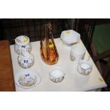 A quantity of Aynsley items and a glass swan ornam