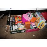 Two boxes of various children's toys and video gam