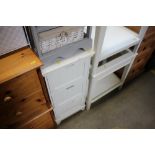 A marbled topped, three drawer chest of narrow pro