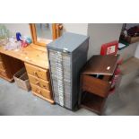 A metal multi drawer chest