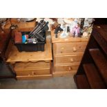 A stripped pine chest fitted with three drawers; s