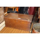 A wooden box and contents of gardening tools