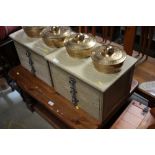 A pair of table top chests fitted three drawers an
