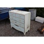 A painted chest fitted two short over three long d