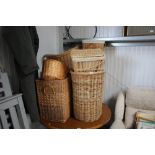 A large quantity of various wicker baskets