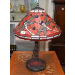 An Art Deco style dragonfly decorated table lamp,