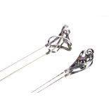 A pair of silver Charles Horner hat pins