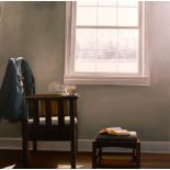 Karen Hollinsworth, oil on board of an interior sc