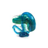 A blue and green Mdina glass ornament, 20cm high