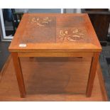 A teak coffee table, with tile inset top, 51.5cm