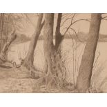 Paul Oppenheim, "The Thames Near Henley" pencil an