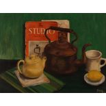 P. Lang, still life study depicting objects in fro