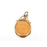 A half sovereign, dated 1914, in 9 carat gold moun