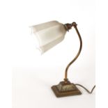 A Benson style brass desk lamp, having adjustable