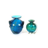 A Mdina blue baluster vase and a smaller similar e