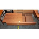A teak oblong coffee table with sliding top, 110cm