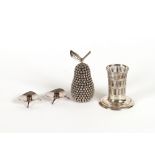 A sterling silver vase holder with pierced decorat