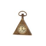 A triangular shaped pocket watch, with Masonic mot