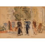 Keith Baynes, 1887-1977, study of Papighan, Gendarmes, signed watercolour, 20cm x