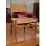 A set of four teak G plan design dining chairs, wi