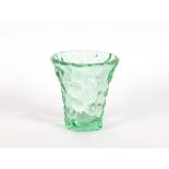 Pierre D'Avesn, green tinted dimple glass vase of