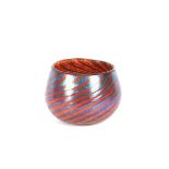 An Art Glass bowl of red and blue swirled design,