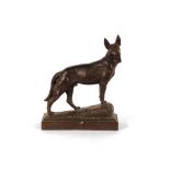 A bronze figure of an Alsatian, 37cm high