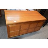 A teak Nathan low cabinet, enclosed by a drop fron