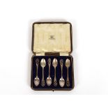 A cased set of six silver teaspoons, having pierce