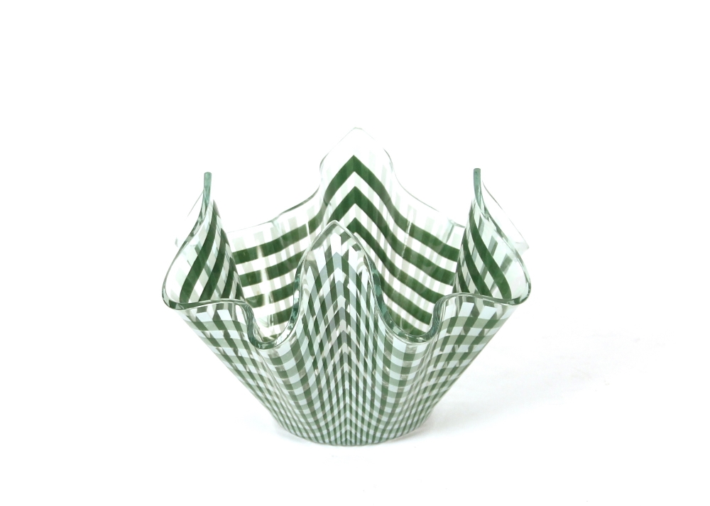 A Venini style handkerchief vase with green cheque